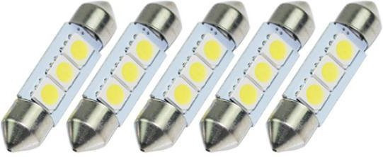 Sanwood Car 5er Set 3SMD 5050 LED Festoon Innenraumbeleuchtung 12V in Reinweiß, 36mm - Bild 1