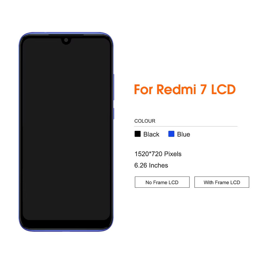 Xiaomi Redmi 7 LCD Display Touchscreen Digitizer Montage mit Rahmen in Schwarz 6,26 Zoll - Bild 2