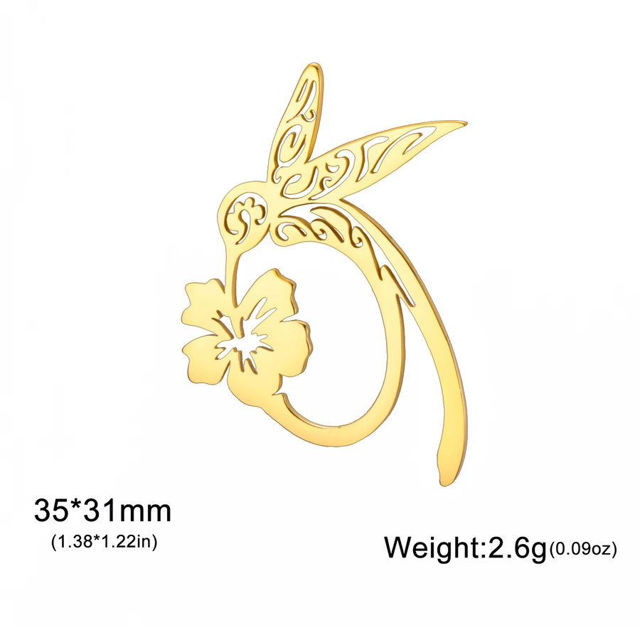 Skyrim Brosche Kolibri Blume, Edelstahl, Gold, Damen - Bild 3