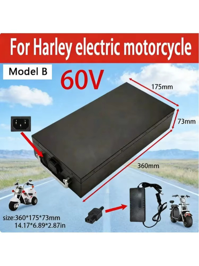 Ddadache 60V 18650 Lithium-Batterie mit BMS und Ladegerät für City Coco Elektroroller, Schwarz, 40Ah - Bild 1