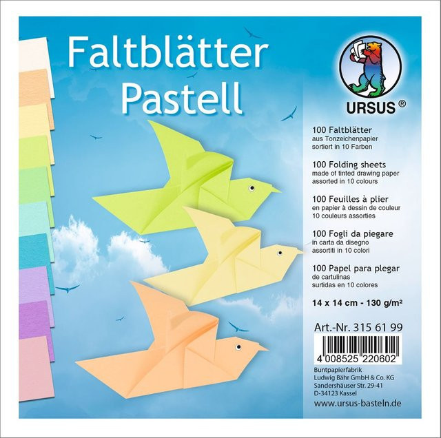 URSUS Faltblätter Pastell in Multicolor aus Konstruktionspapier - Bild 1