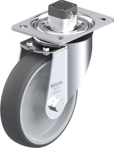 Blickle L-PATH 160G-CS11 Lenkrolle mit Feststeller in Grau und Stahl, Rad-Durchmesser: 160 mm, Tragfähigkeit: 400 kg - Bild 1