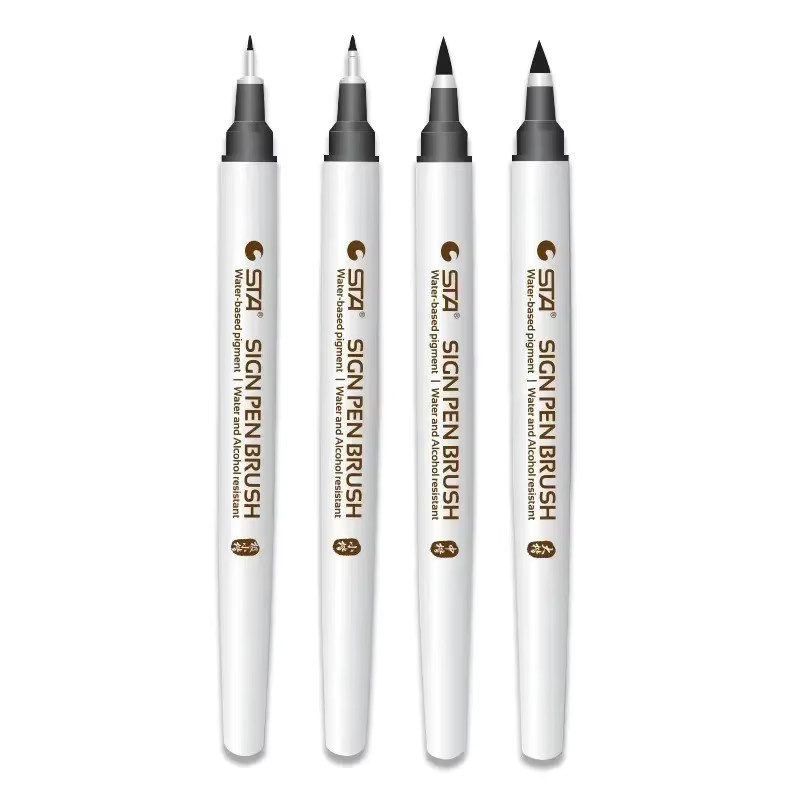 STA Star Xiuli Pen 3751 Kalligraphie-Pinsel in Weiß, wasserfester Übungsstift für Unterschriften und Kalligraphie - Bild 5