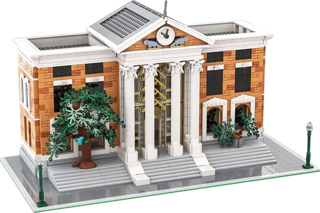 Gobricks MOC Back to the Future Architektur-Set mit Gerichtsgebäude, Uhrturm und DeLorean, Mehrfarbiges Baustein-Modell für Erwachsene - Bild 1