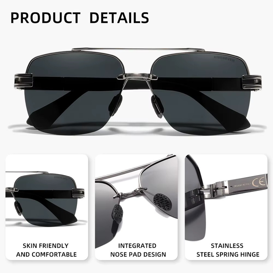 KINGSEVEN Sonnenbrille, Halbrand, Metall, Unisex, polarisiert - Bild 2