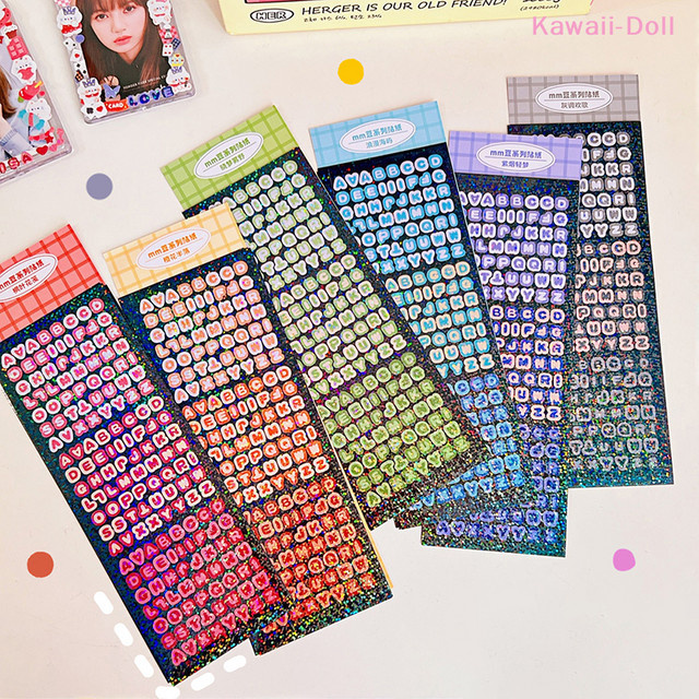 Laser-Bling Alphabet Aufkleber Set mit Buchstaben für Scrapbooking und DIY Fotoalben, 4 Blätter pro Packung, Multicolour - Bild 1