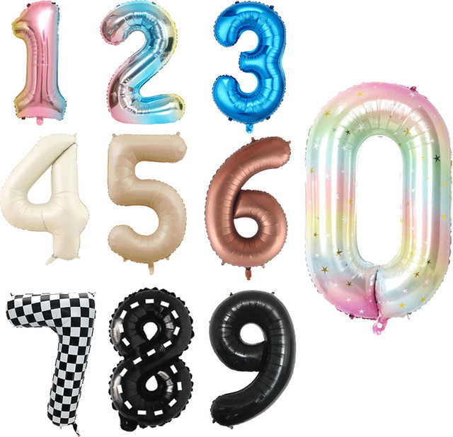 EsenTroye Ziffern Luftballons aus Folie für Geburtstagsdekoration und Babypartys, Heliumtauglich, 32 bis 40 Zoll - Bild 1