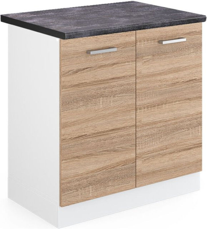 Vicco Spülenunterschrank R-Line Sonoma in Anthrazit mit Drehtüren, Breite: 80 cm, Höhe: 81,6 cm, Tiefe: 60 cm - Bild 1