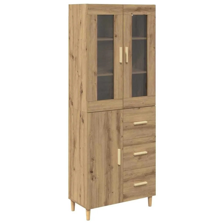 vidaXL Highboard Artisan-Eiche in Braun mit Türen und Schubladen, B/T/H: 69,5 x 34 x 180 cm - Bild 2