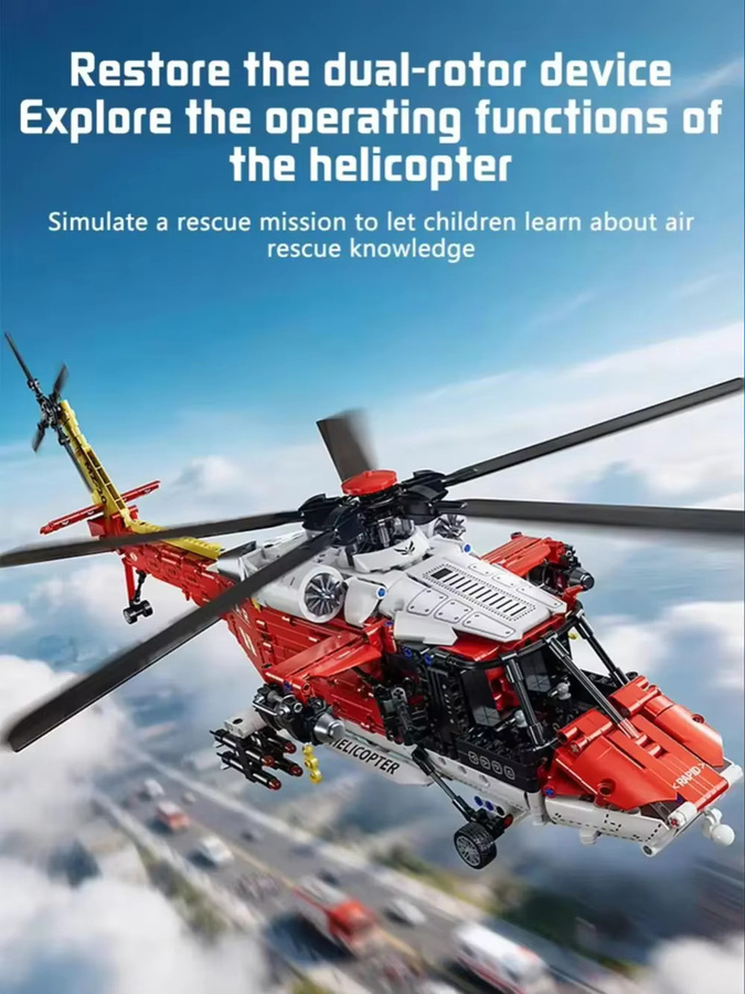 KAVOWORLD Rettungshubschrauber, Bausteine-Set, motorisiertes RC-Flugzeugmodell, 1528 Teile - Bild 7
