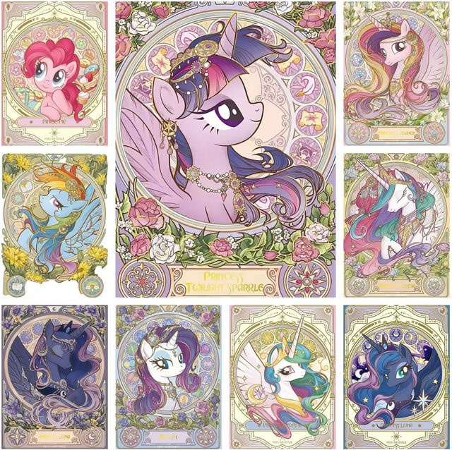 Mucha Style My Little Pony Leinwandgemälde Einhorn Kinderposter in Mehrfarbig für die Wohnzimmerdekoration - Bild 1