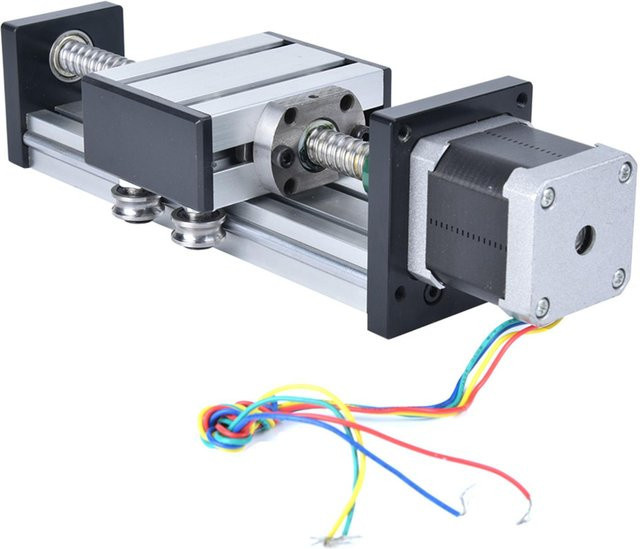 Nensit Kugelgewindetrieb CNC Schiebetisch mit Einzelwelle und Linearführungsschiene, Farbe: Silber, Hub: 200 mm - Bild 1