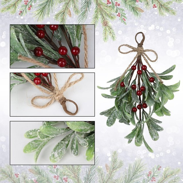 OutsideWorld Künstliche Mistel als Weihnachtsdekoration in Grün zum Aufhängen - Bild 1