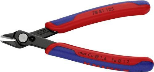 Knipex Electronic Super Knips 78 81 125 Elektronik- und Feinmechanik-Printzange mit Facette aus Stahl in Schwarz-Rot-Blau - Bild 1