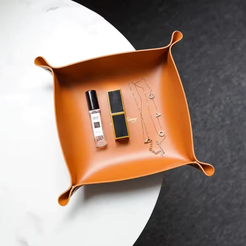 Untior Aufbewahrungsbox aus PVC-Leder in Lila für Schmuck und Kosmetik auf dem Schreibtisch - Bild 2