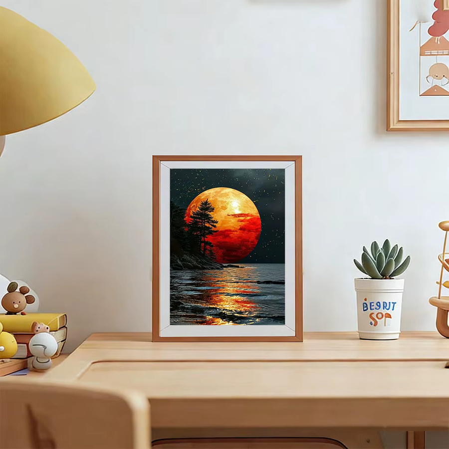 AZQSD Diamantmalerei Meereslandschaft mit Sternenhimmel und Sonnenuntergang, Vollbohr-Set als Bastelset für Erwachsene, Mehrfarbig, Breite: 30 cm, Höhe: 20 cm - Bild 3