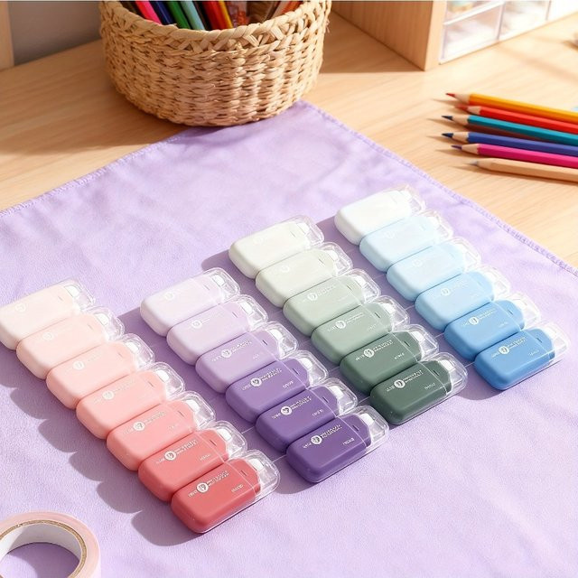 6 Stück doppelseitiges Punktband Set in Lila und Mehrfarbig, Breite: 6 mm, Kleberolle für Scrapbooking und Bastelarbeiten - Bild 1