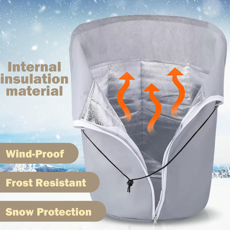 Blumentopf-Isolierabdeckung für den Winter in Grau aus Polyester, Pflanzgefäß-Schutzhülle für den Außenbereich, B/T/H: 70,0 x 65,0 x 0 cm - Bild 3
