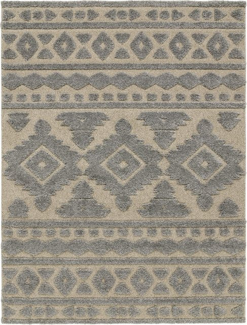 Teppich Geneva in Grau und Beige mit Rautenmuster im skandinavischen Design, B/T: 60 x 100 cm - Bild 1
