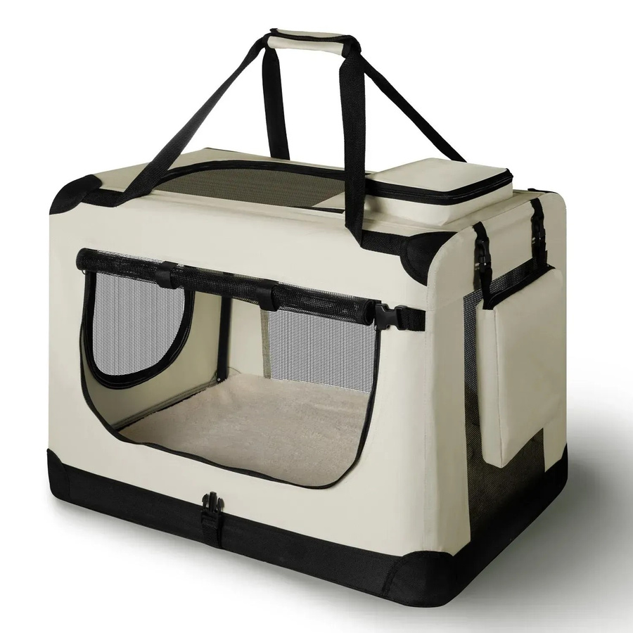 Juskys Hundetransportbox Lassie L beige faltbar mit Decke B/T/H: 50 x 70 x 52 cm - Bild 2