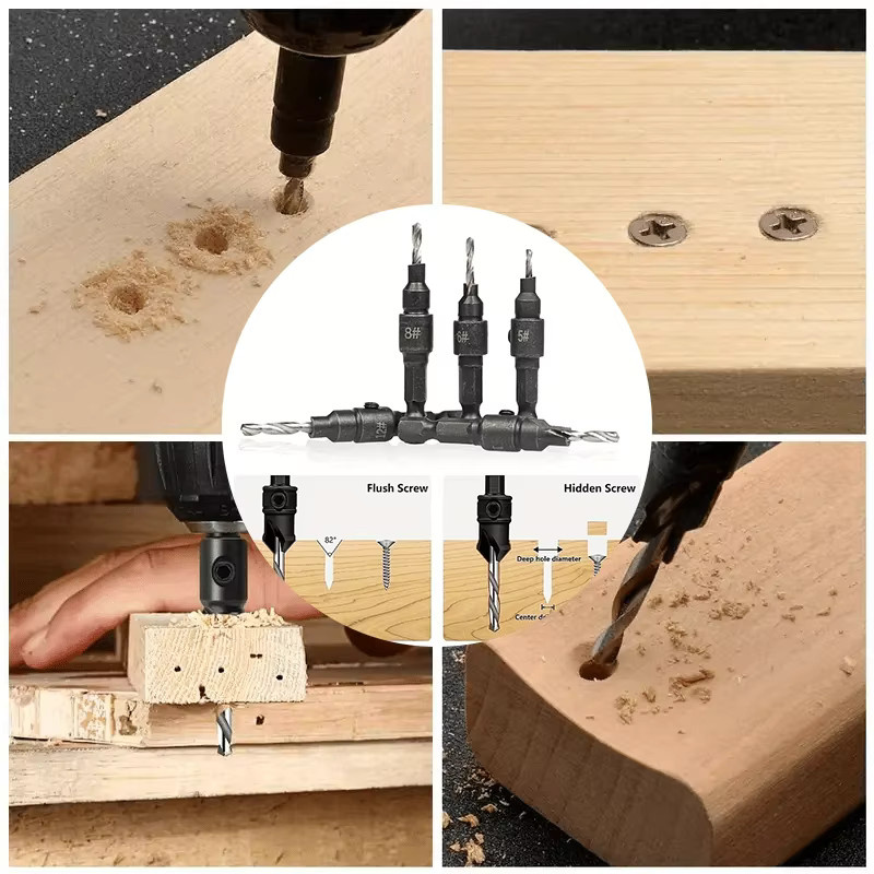 12-teiliges Senker-Set aus HSS-Schnellarbeitsstahl mit Sechskantschaft für die Holzbearbeitung - Bild 4
