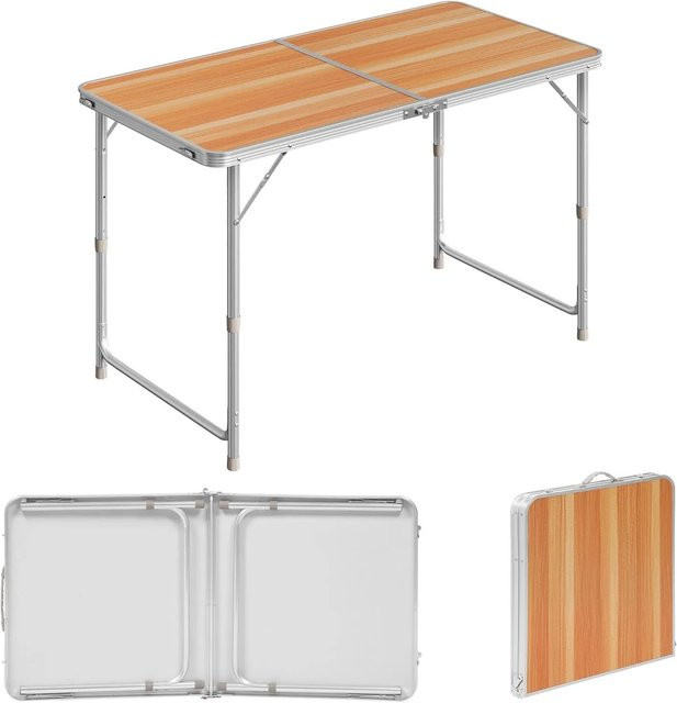 WOLTU Campingtisch Klapptisch Höhenverstellbar in Hell Eiche für Garten Balkon und Terrasse - Bild 1