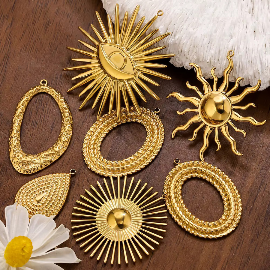 Elomia Anhänger, Edelstahl, Gold, Sonnen-Anhänger, Unisex - Bild 6