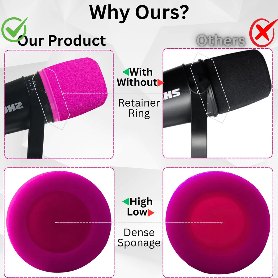 Shure MV7 Mikrofon-Schaumstoff Pop-Filter-Ersatz für MV7, MV7+, MV7i und MV7x in Blue-Violet und Pink - Bild 2