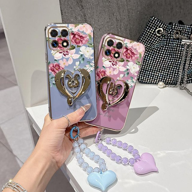 Bunte Blumen Handyhülle mit Lanyard für Honor X8, X8A, X6, X6A, X9B, X9A, X7, X6C, X8C, X50 Pro, X50, X50GT, X40 in Mehrfarbig - Bild 1