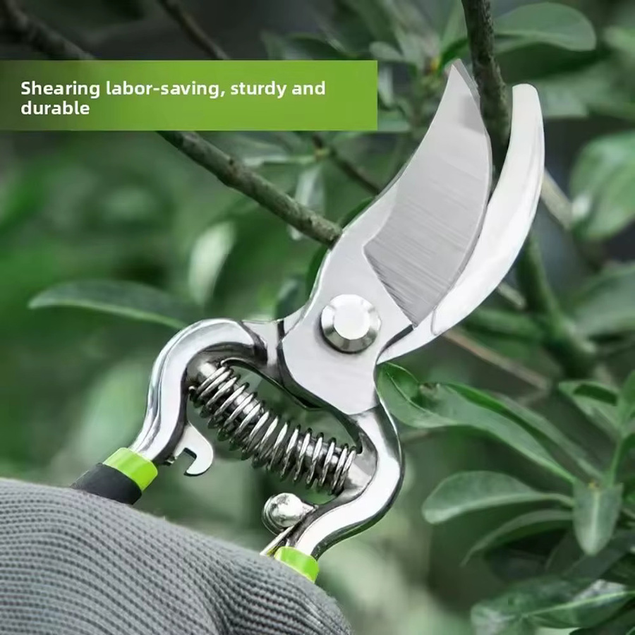 Edelstahl-Gartenschere in Silber für Obsternte und Gartenpflege - Bild 3