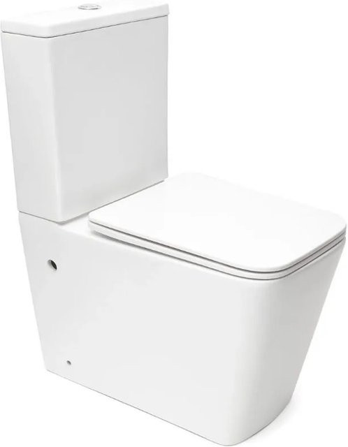 Swiss Aqua Technologies Stand-Kombi-WC Eckig mit Spülkasten, spülrandlos, Bodenstehend, Weiß, SoftClose WC-Sitz, B/T/H: 38,0 x 64,0 x 83,0 cm - Bild 1