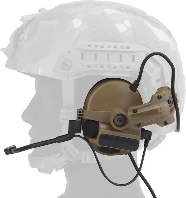 COM TAC Gen 5th Taktisches Headset mit abnehmbarem Stirnband und ARC Schienenadapter für OPS Helme, Farbe: Beige - Bild 1