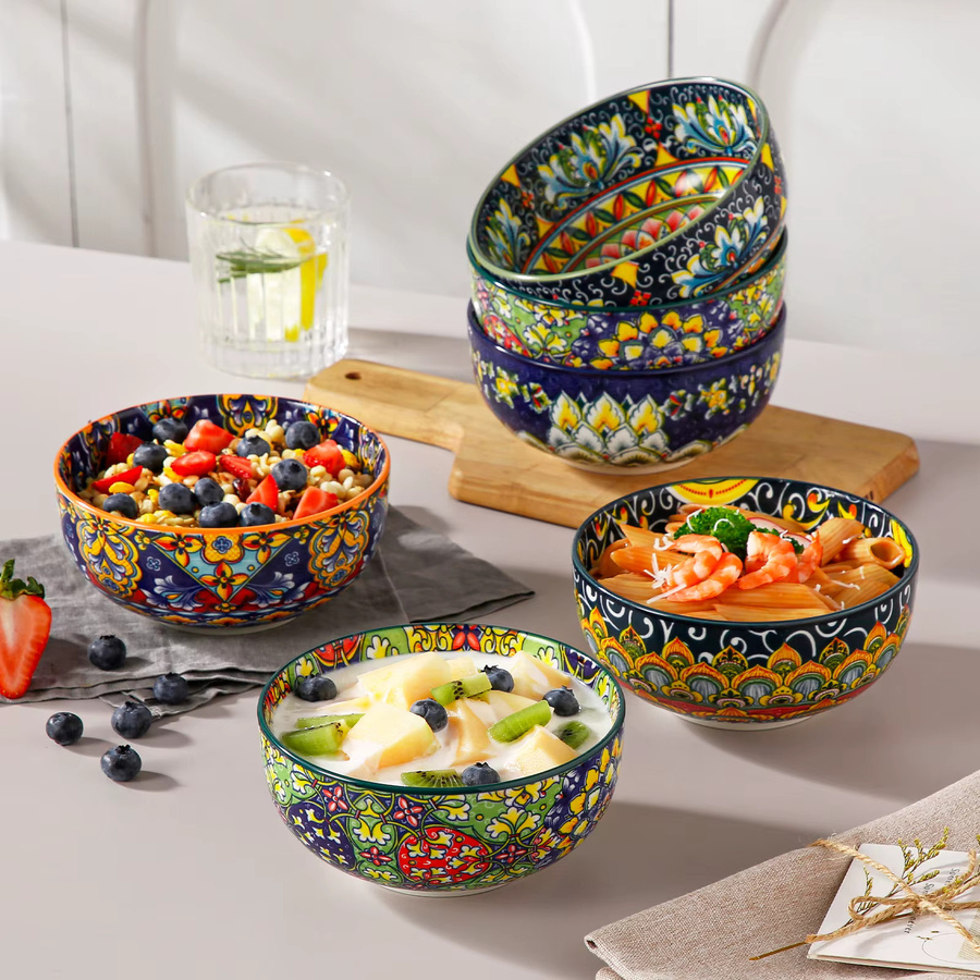 vancasso Müslischalen-Set aus Keramik im böhmischen Stil, Mehrfarbig, 6er-Set mit 828 ml Füllmenge pro Schale - Bild 4