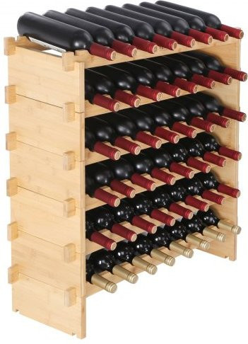 VEVOR Weinregal aus Bambus für 48 Flaschen, stapelbares Weinständer-Modul mit 6 Fächern in Braun, Vintage Weinflaschenregal für Bar und Keller - Bild 1