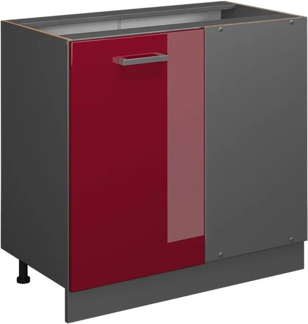 Vicco Eckunterschrank R-Line Bordeaux Hochglanz Anthrazit Breite: 86 cm - Bild 1