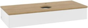 V&B Waschtischunterschrank Antao ohne Frontstruktur, Eiche Honig, Weiß lackiert, B/T/H: 120 x 50 x 19 cm - Bild 1
