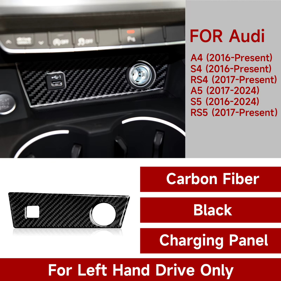 Hengyueshang Carbon Faser Aufkleber für die Auto Mittelkonsole passend für Audi A4 S4 RS4 A5 S5 RS5 (2016-2026) in Schwarz - Bild 4