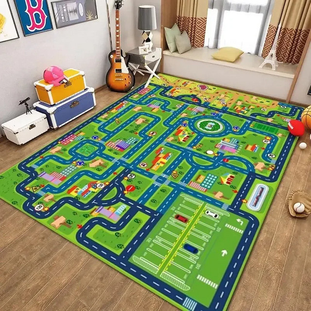VIKAMA Kinder-Spielteppich mit Stadtverkehr-Motiv, mehrfarbig, B/T: 160 x 80 cm - Bild 1