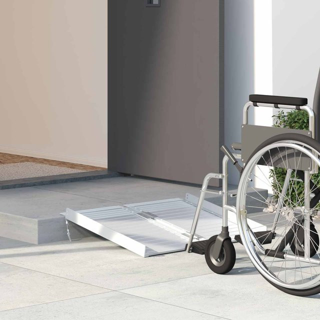 Rollstuhlrampe aus Aluminium von VD Home Furnishing in Silber, B/T/H: 62 x 73 x 5 cm, Tragkraft 270 kg - Bild 1