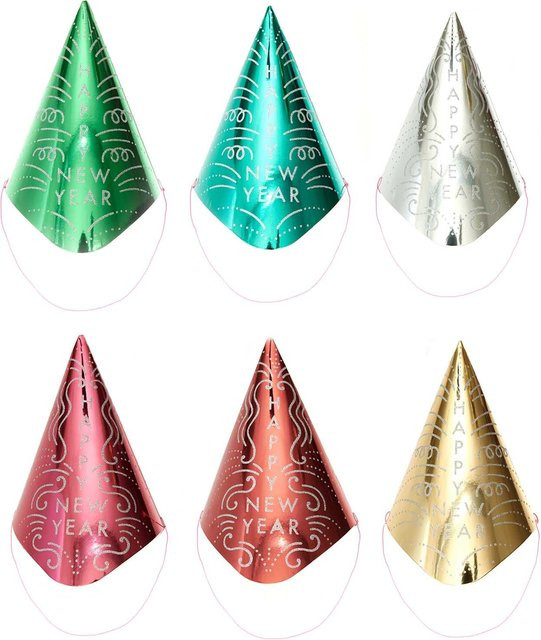 Rico Design Paper Poetry Partyhüte Happy New Year multicolor, 6 Stück, Höhe: 24 cm, Breite: 15 cm - Bild 1