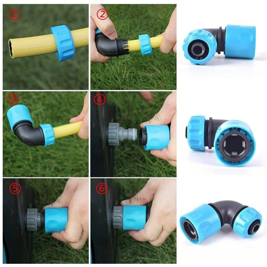Winkelstück Wasseranschluss 1/2 Zoll von shnghaha als Quick Coupling Adapter für deinen Bewässerungsschlauch im Garten, Blau - Bild 3