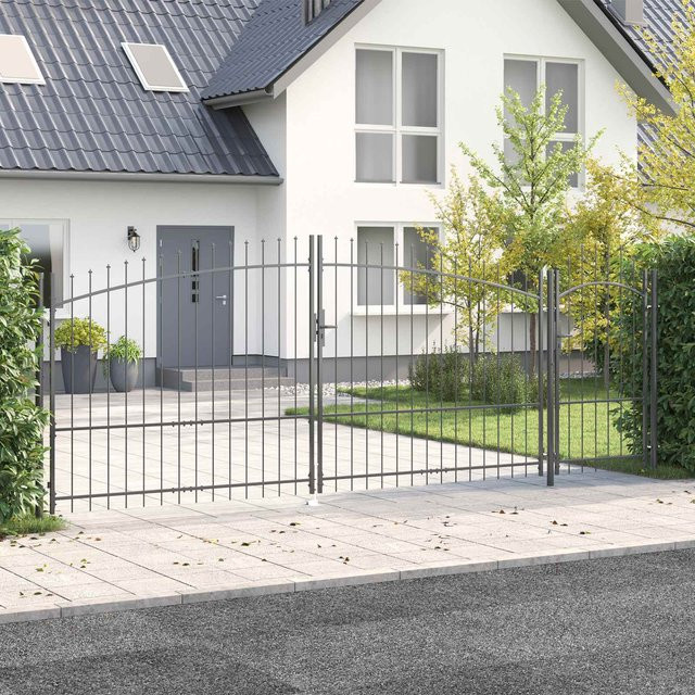 Gartentor Woerden Doppelstor mit Schloss von VD Home Furnishing aus Stahl in Grau, Breite: 500 cm, Höhe: 175 cm - Bild 1