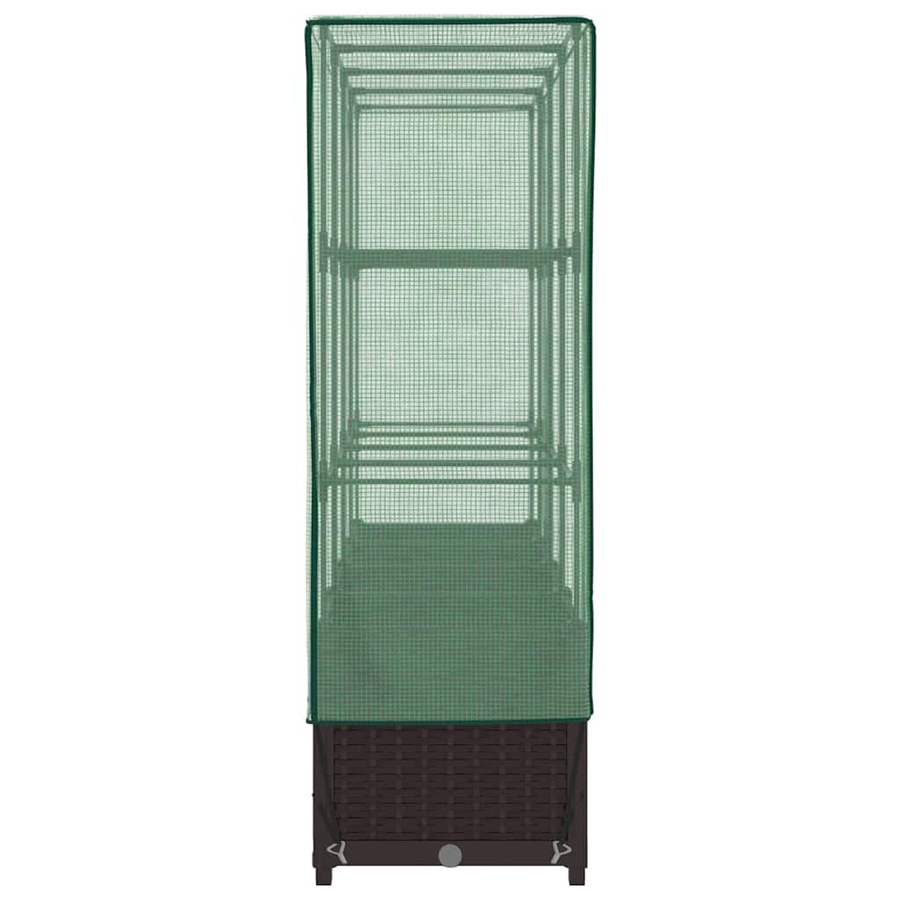 vidaXL Hochbeet mit Gewächshaus-Aufsatz in Rattan-Optik, Braun, B/T/H: 160 x 40 x 138 cm - Bild 4