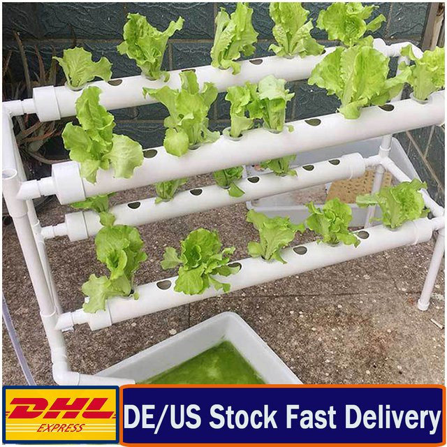 Hydroponisches Grow Kit mit 36 oder 72 Löchern in zwei Schichten, weißes PVC-System für Gemüse, Salat, Blumen und Früchte - Bild 1