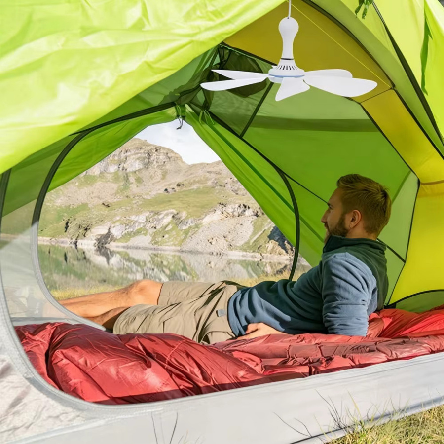 XIAOTREE USB-Deckenventilator in Weiß mit 6 abnehmbaren Flügeln, tragbarer DC 5V Luftzirkulationsventilator für Camping, Wohnmobil und Zuhause - Bild 5