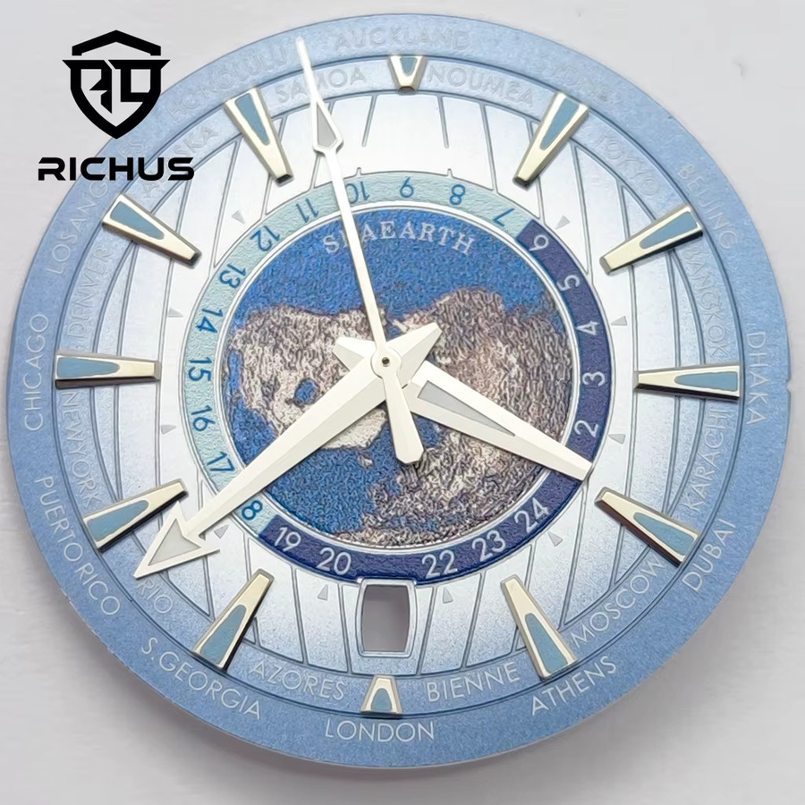 RICHUS Zifferblatt mit Zeigern, grün leuchtend, 33,5 mm, Silber, Uhrenzubehör - Bild 2