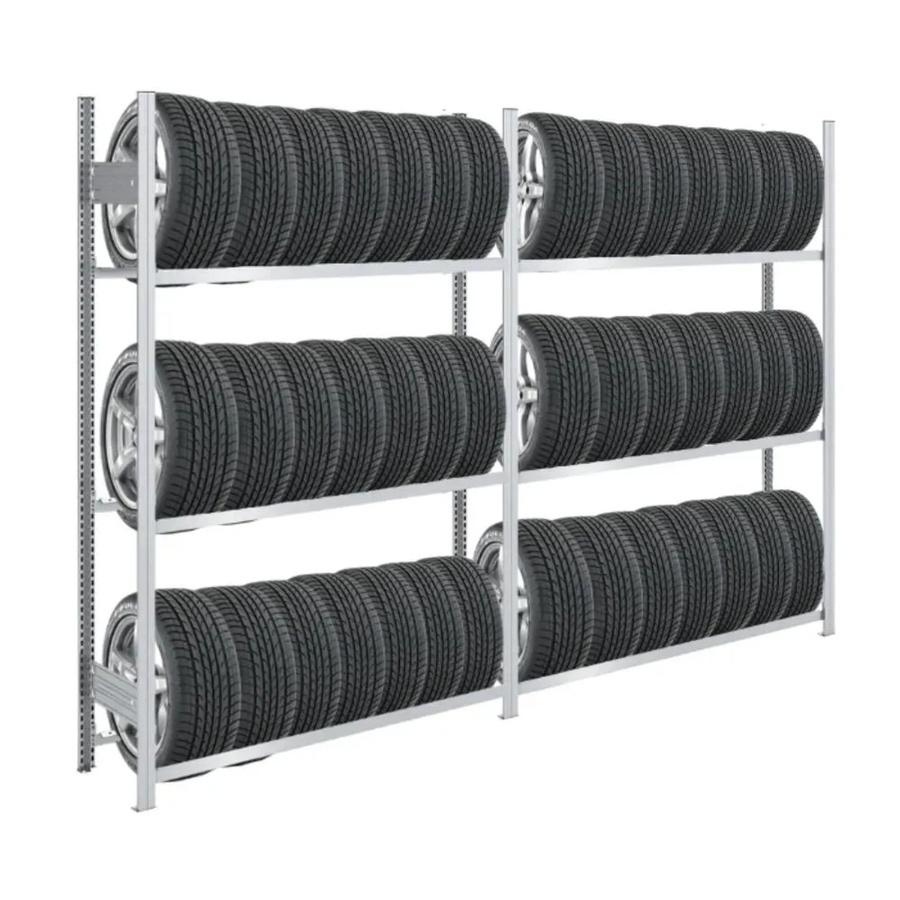 PROREGAL Tire Pro Reifenregal aus verzinktem Stahl, 3 Ebenen, H x B x T: 200 x 300 x 43 cm - Bild 2