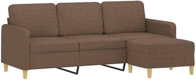 vidaXL 3-Sitzer-Sofa mit Hocker in Braun aus Stoff mit Armlehnen im modernen Design - Bild 1