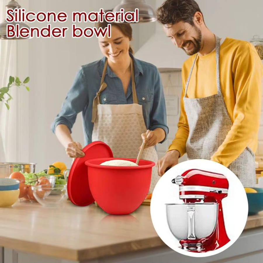 Silikon-Schüsseleinlagen für KitchenAid 5-Qt-Mixer in Schwarz, lebensmittelechte Küchenhelfer zum Backen und Kochen, rund - Bild 3