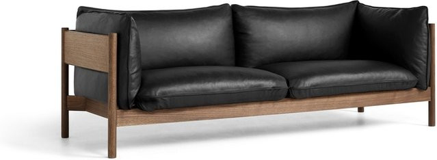 HAY Arbour 3-Sitzer Sofa aus Leder in Schwarz mit Holzgestell und skandinavischer Ästhetik - Bild 1